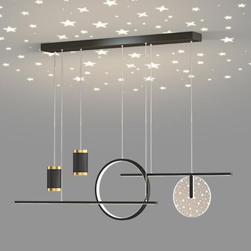 Geometric Shape Metal Island Pendants Modern Style 8 Lights Island Pendant Lights