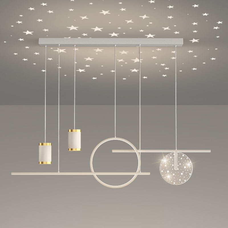 Geometric Shape Metal Island Pendants Modern Style 8 Lights Island Pendant Lights