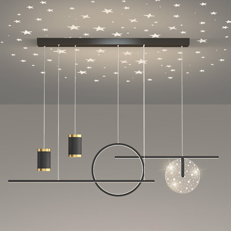 Geometric Shape Metal Island Pendants Modern Style 8 Lights Island Pendant Lights