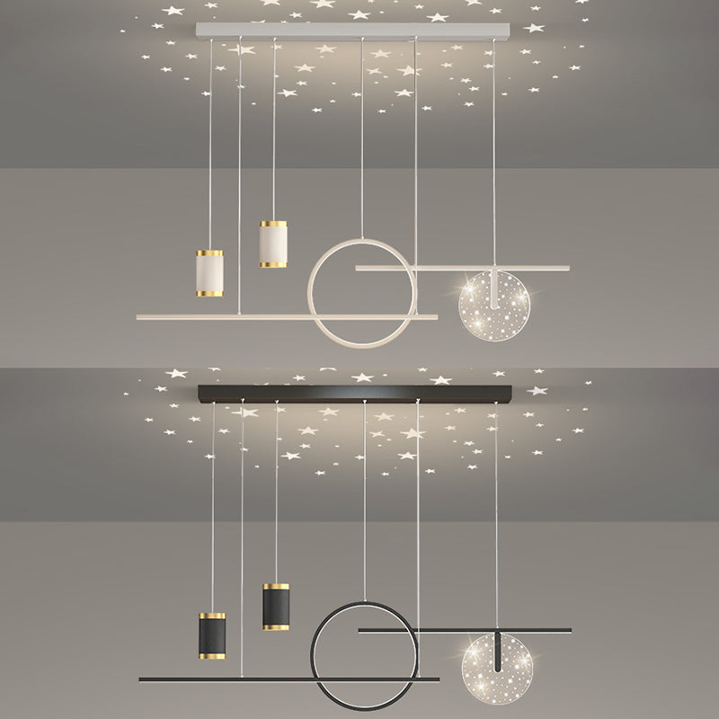 Geometric Shape Metal Island Pendants Modern Style 8 Lights Island Pendant Lights
