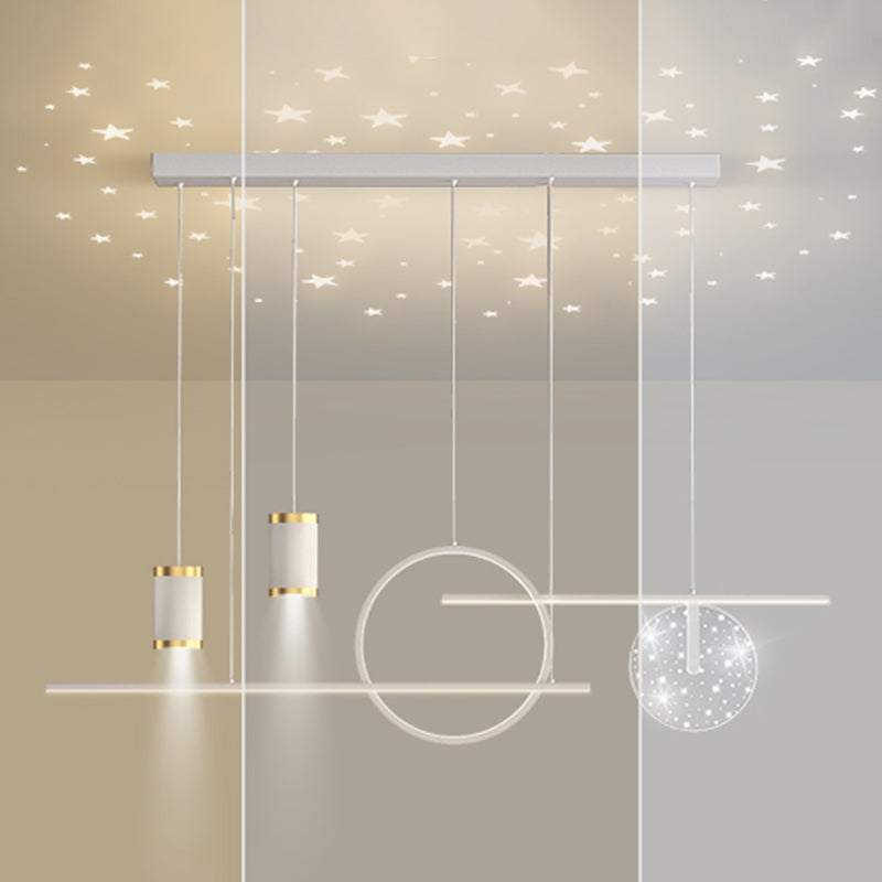 Geometric Shape Metal Island Pendants Modern Style 8 Lights Island Pendant Lights