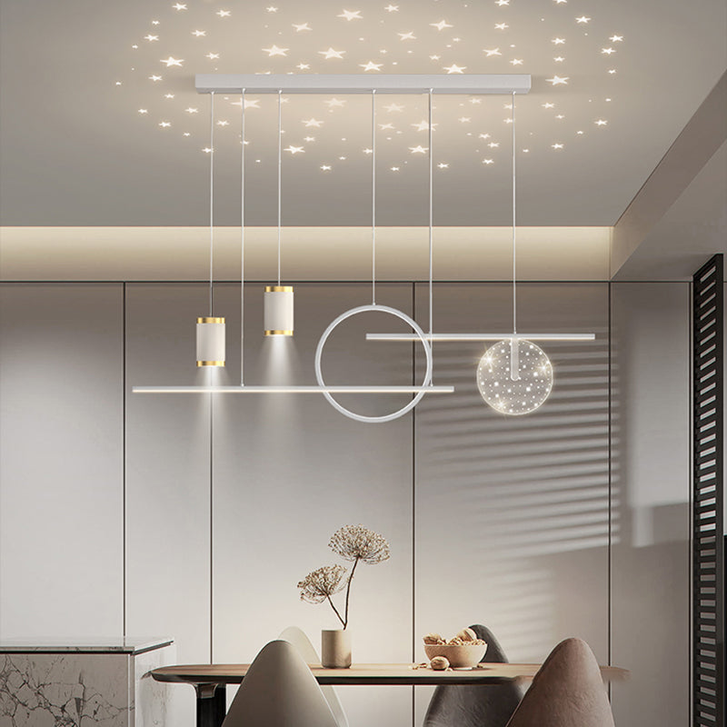 Geometric Shape Metal Island Pendants Modern Style 8 Lights Island Pendant Lights