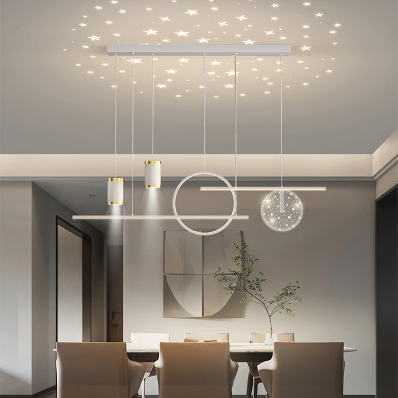 Geometric Shape Metal Island Pendants Modern Style 8 Lights Island Pendant Lights