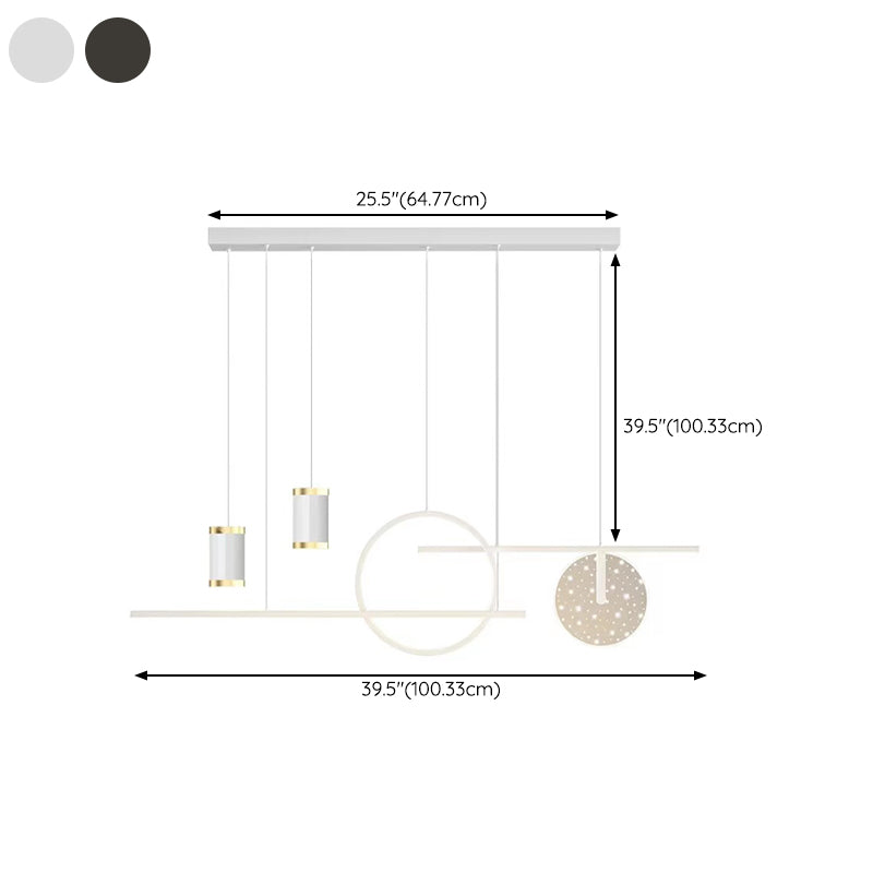 Geometric Shape Metal Island Pendants Modern Style 8 Lights Island Pendant Lights