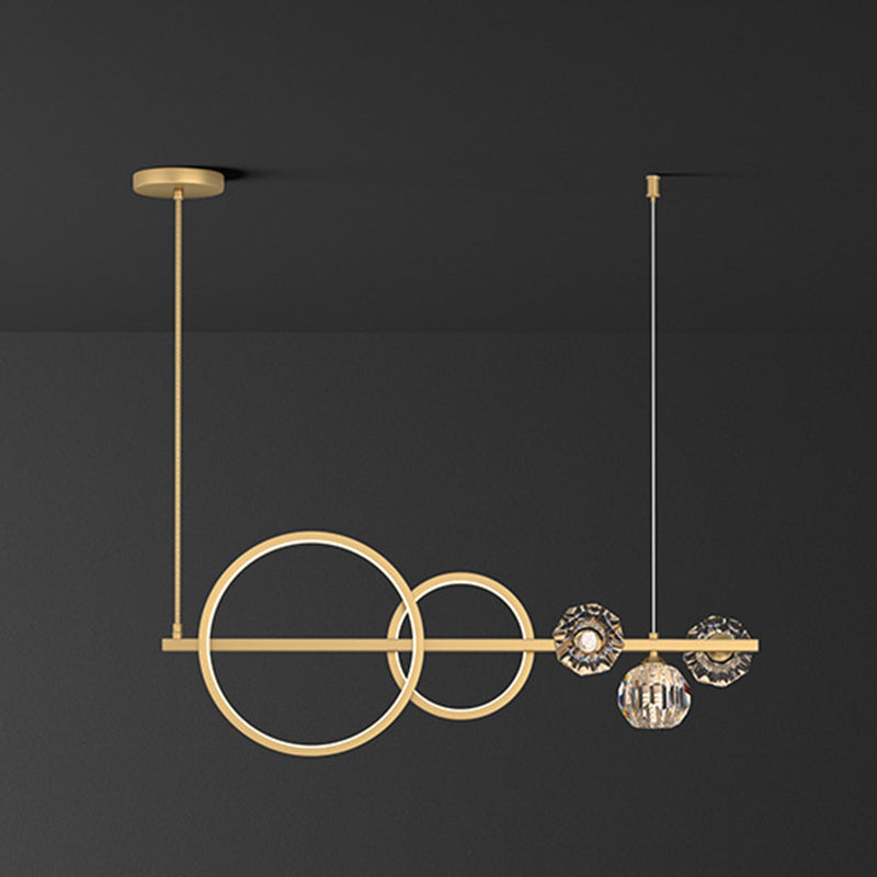 Ball Shape Crystal Island Pendants Modern Style Multi Lights Island Pendant Lights