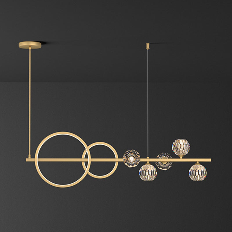 Ball Shape Crystal Island Pendants Modern Style Multi Lights Island Pendant Lights