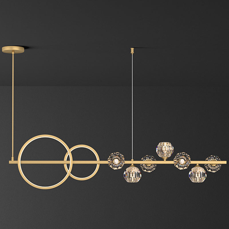 Ball Shape Crystal Island Pendants Modern Style Multi Lights Island Pendant Lights
