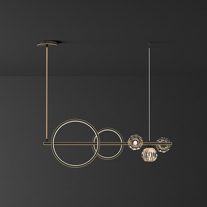 Ball Shape Crystal Island Pendants Modern Style Multi Lights Island Pendant Lights