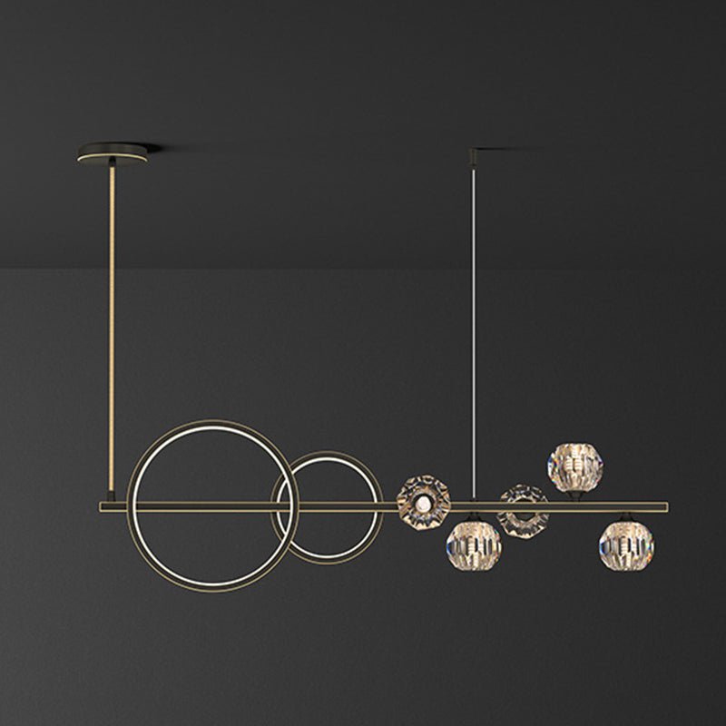 Ball Shape Crystal Island Pendants Modern Style Multi Lights Island Pendant Lights