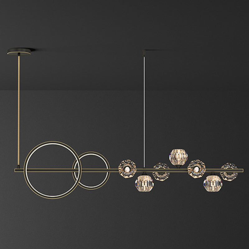 Ball Shape Crystal Island Pendants Modern Style Multi Lights Island Pendant Lights