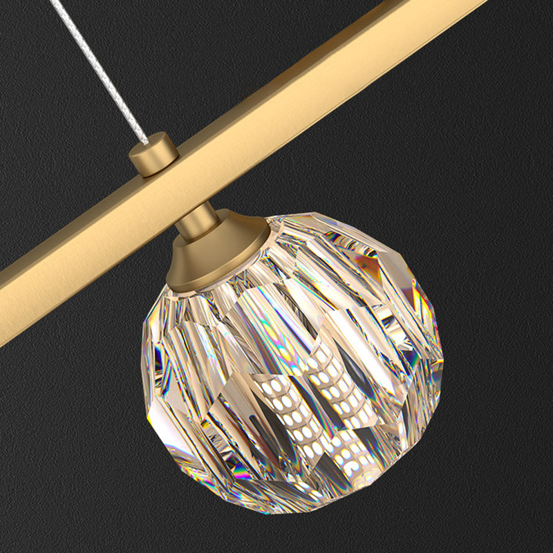 Ball Shape Crystal Island Pendants Modern Style Multi Lights Island Pendant Lights
