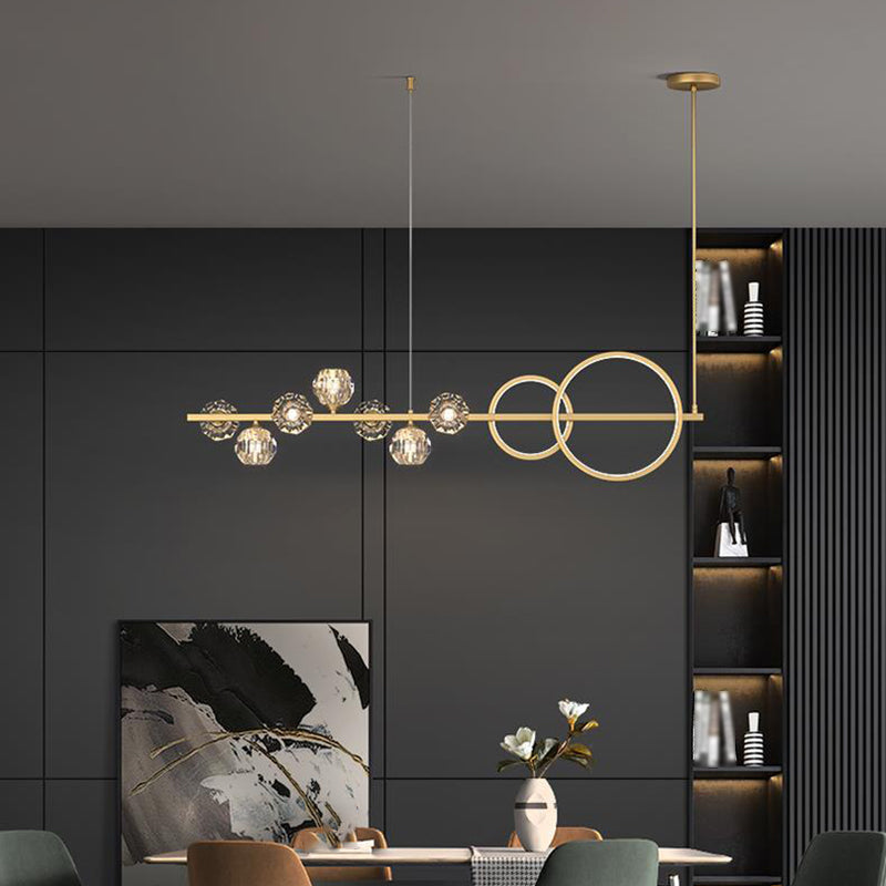 Ball Shape Crystal Island Pendants Modern Style Multi Lights Island Pendant Lights