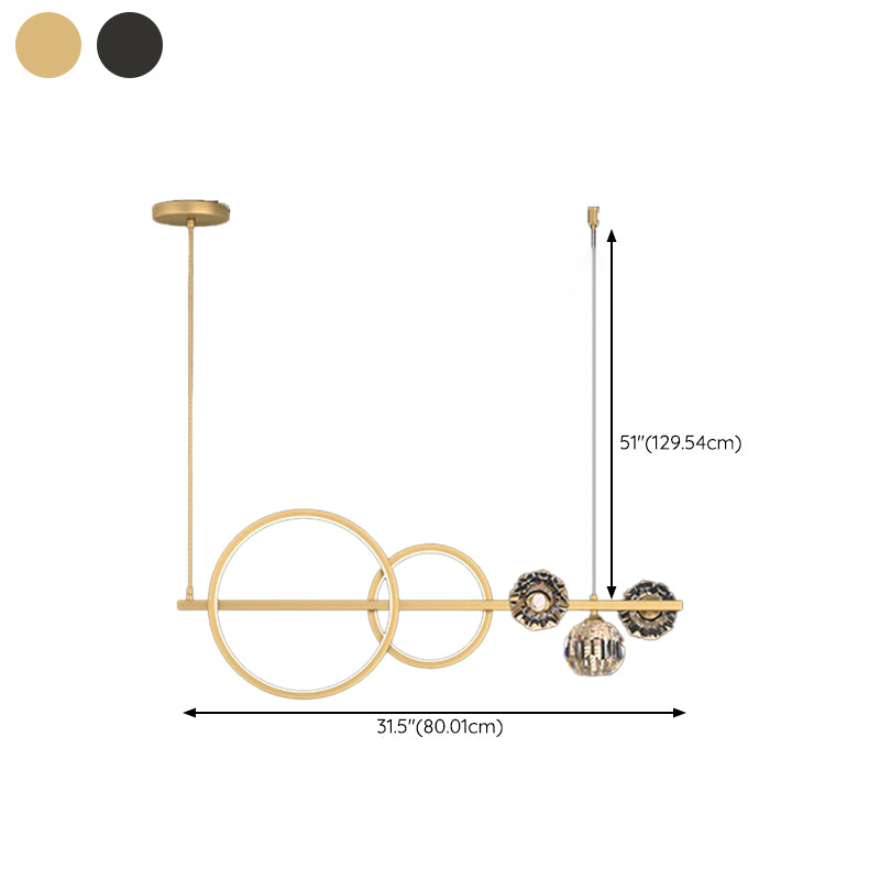 Ball Shape Crystal Island Pendants Modern Style Multi Lights Island Pendant Lights