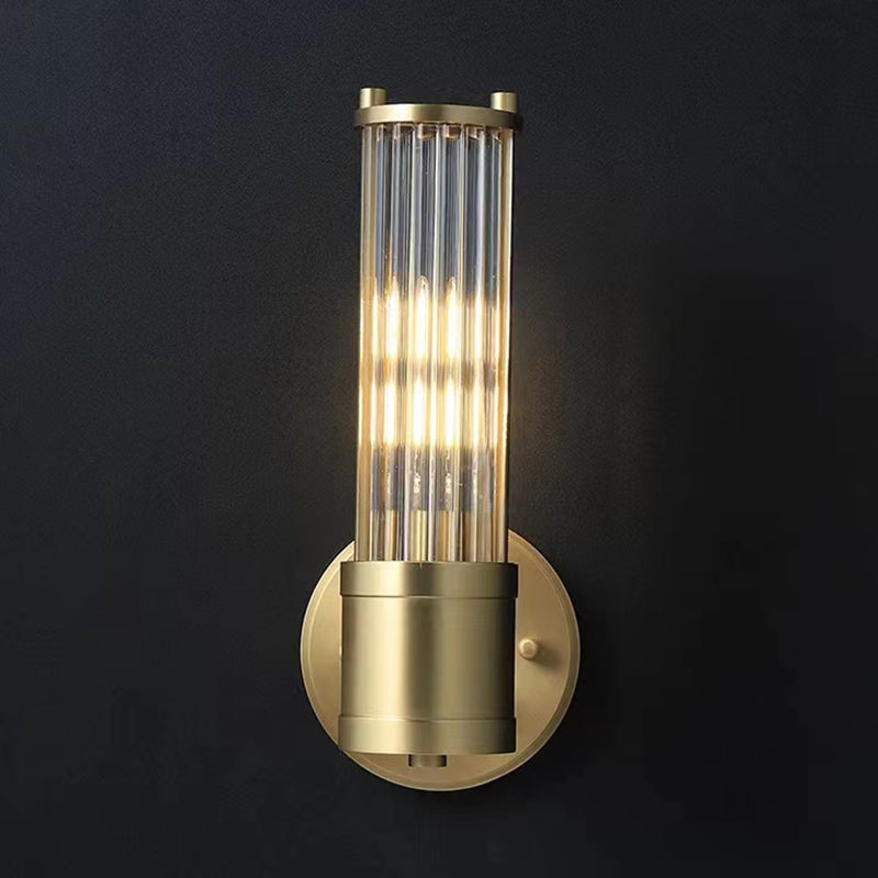 Solid Brass and Glass Bathroom Vanity Lighting 1 / 2 - Light Bath Sconce in Gold