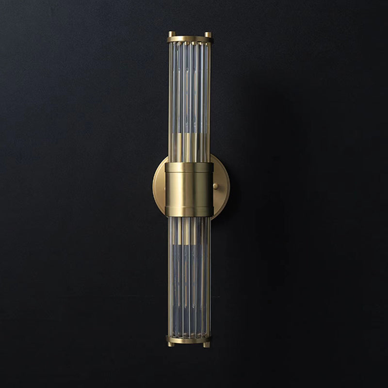 Solid Brass and Glass Bathroom Vanity Lighting 1 / 2 - Light Bath Sconce in Gold