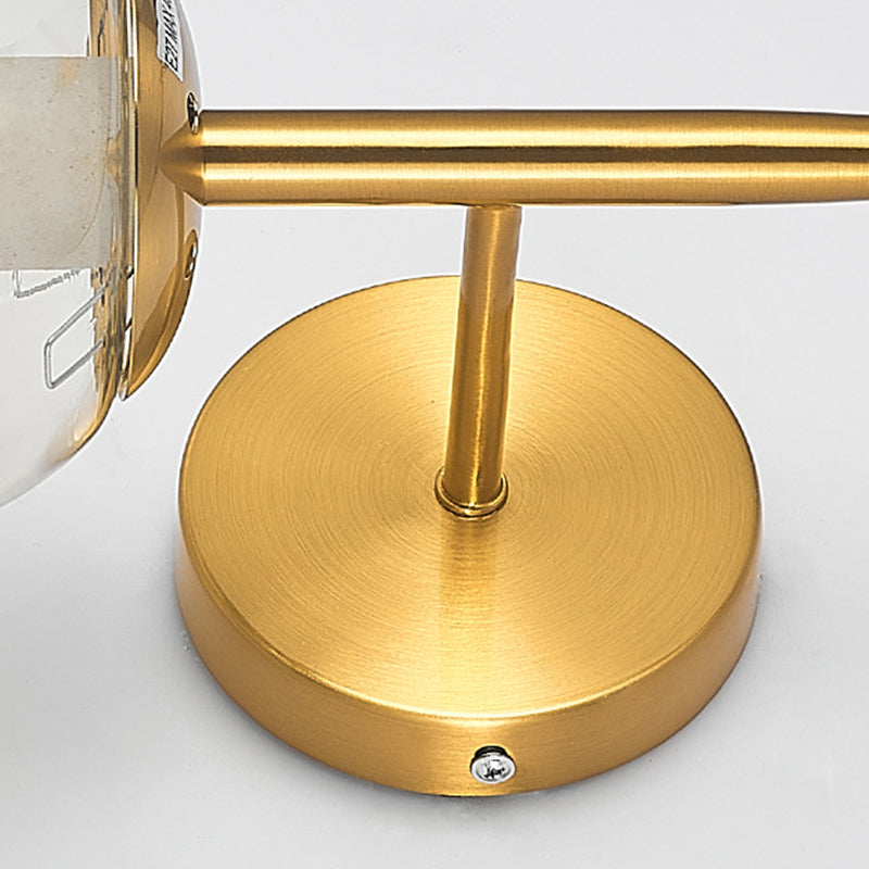 Iron and Glass Bath Sconce in Gold Finish Globe Shade Bathroom Vanity Lighting