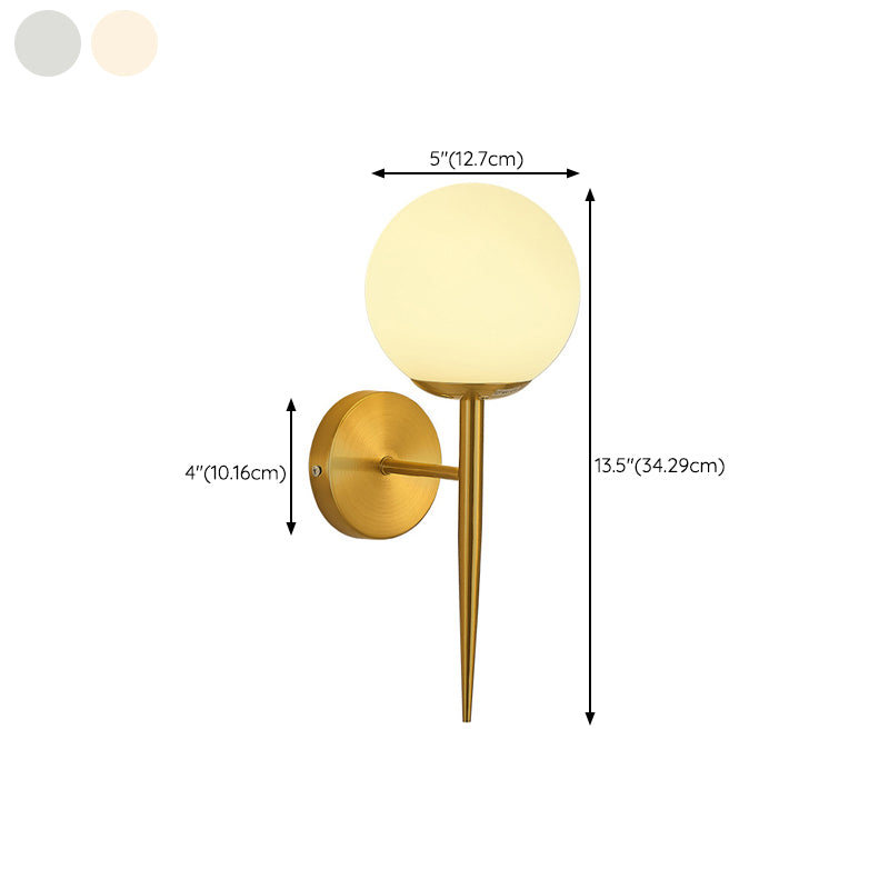 Iron and Glass Bath Sconce in Gold Finish Globe Shade Bathroom Vanity Lighting