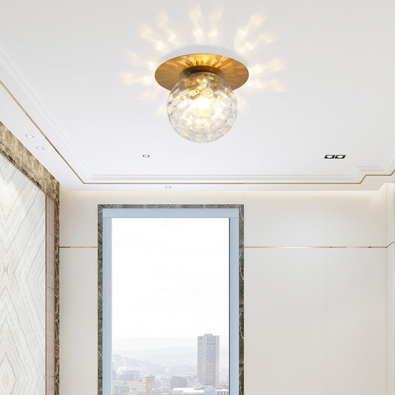 Traditional Globe Bath Sconce Iron & Glass Bathroom Vanity Lighting in Black / Gold