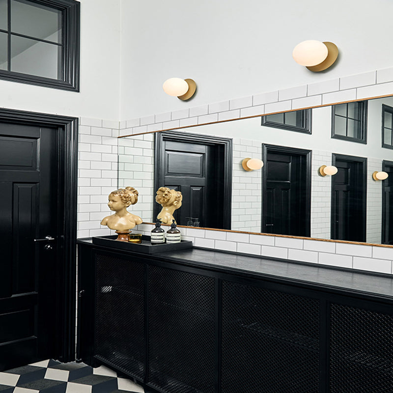 Traditional Globe Bath Sconce Iron & Glass Bathroom Vanity Lighting in Black / Gold