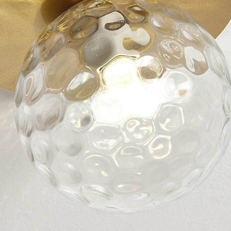 Traditional Globe Bath Sconce Iron & Glass Bathroom Vanity Lighting in Black / Gold