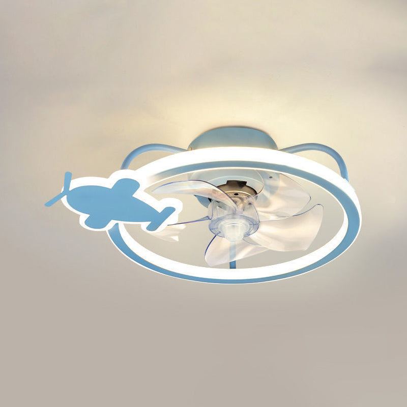 Kids LED Ceiling Fan Lamp Airplane Metal Fan Lighting for Bedroom