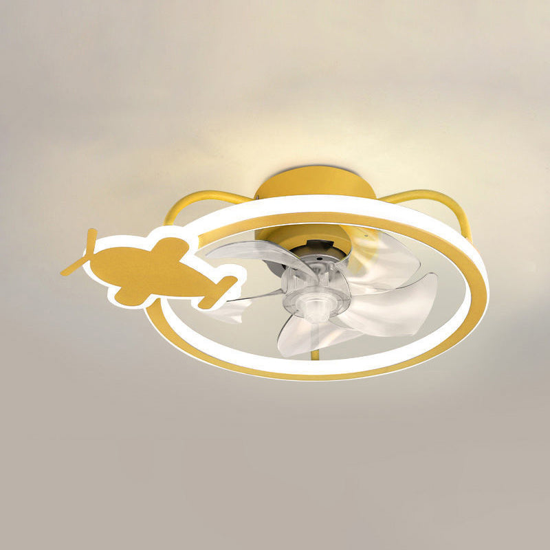 Kids LED Ceiling Fan Lamp Airplane Metal Fan Lighting for Bedroom