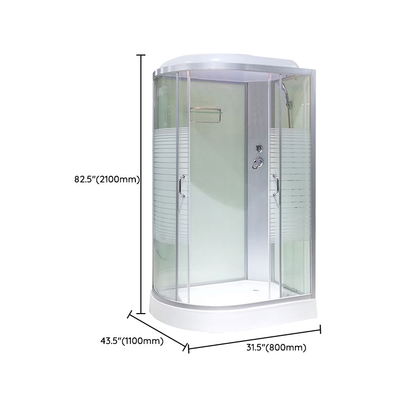 Tempered Glass Left Shower Stall Double Sliding Shower Stall
