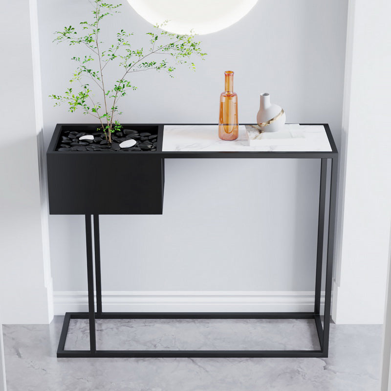 Contemporary Black Console Table Rectangle Console Sofa Table for Hall