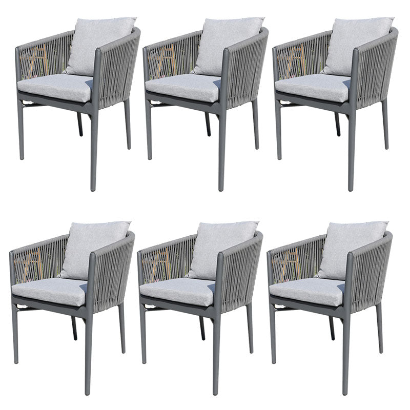 Contemporary Open Back Dining Armchair Black Patio Dining Armchair