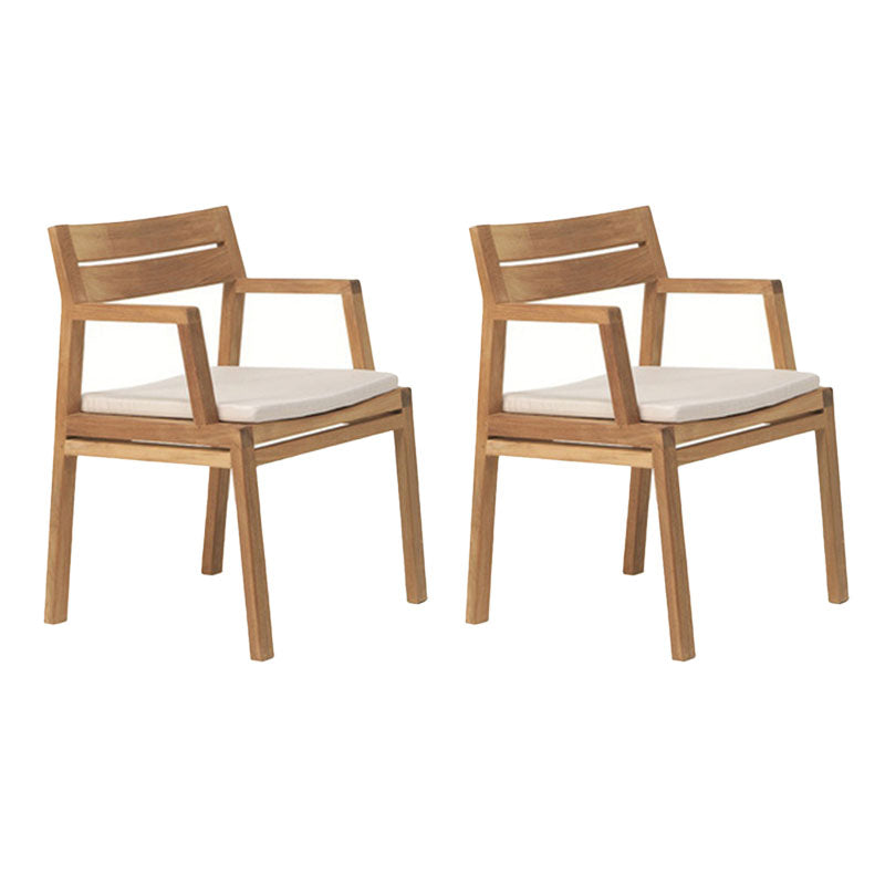 Contemporary Solid Wood Dining Armchair Open Back Patio Arm Chair