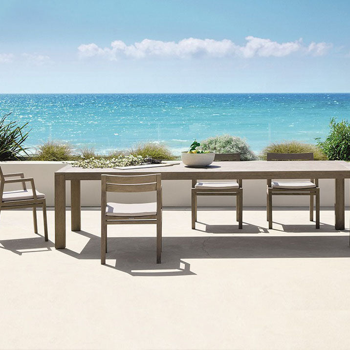 Contemporary Solid Wood Dining Armchair Open Back Patio Arm Chair
