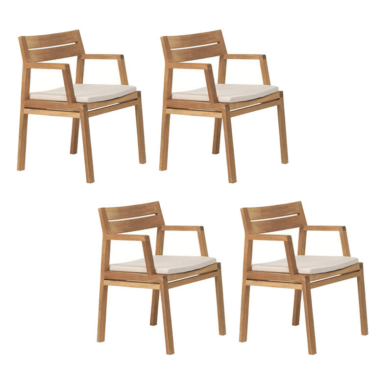 Contemporary Solid Wood Dining Armchair Open Back Patio Arm Chair