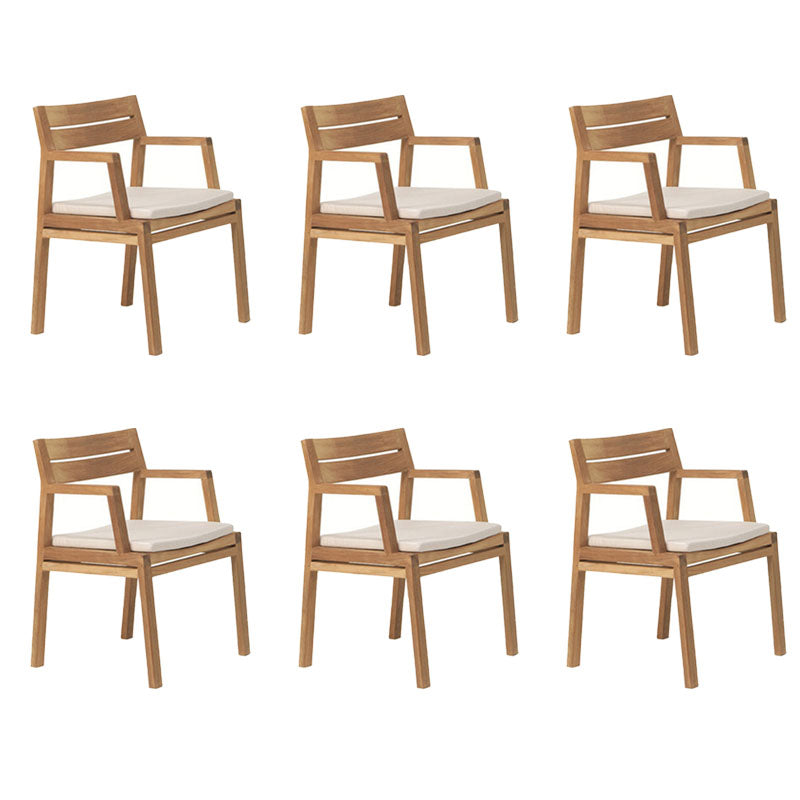 Contemporary Solid Wood Dining Armchair Open Back Patio Arm Chair