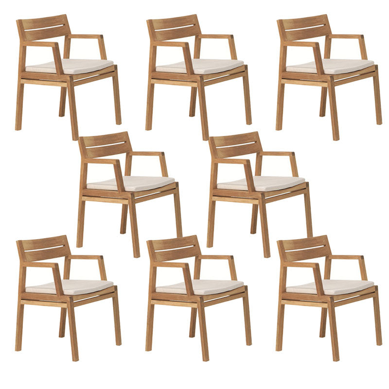 Contemporary Solid Wood Dining Armchair Open Back Patio Arm Chair