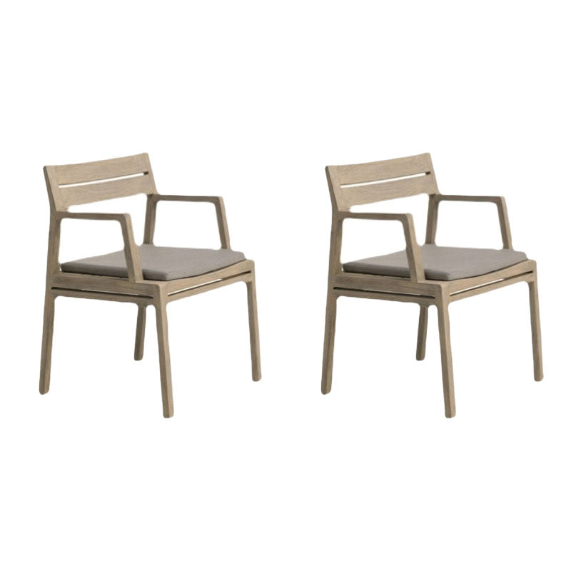 Contemporary Solid Wood Dining Armchair Open Back Patio Arm Chair