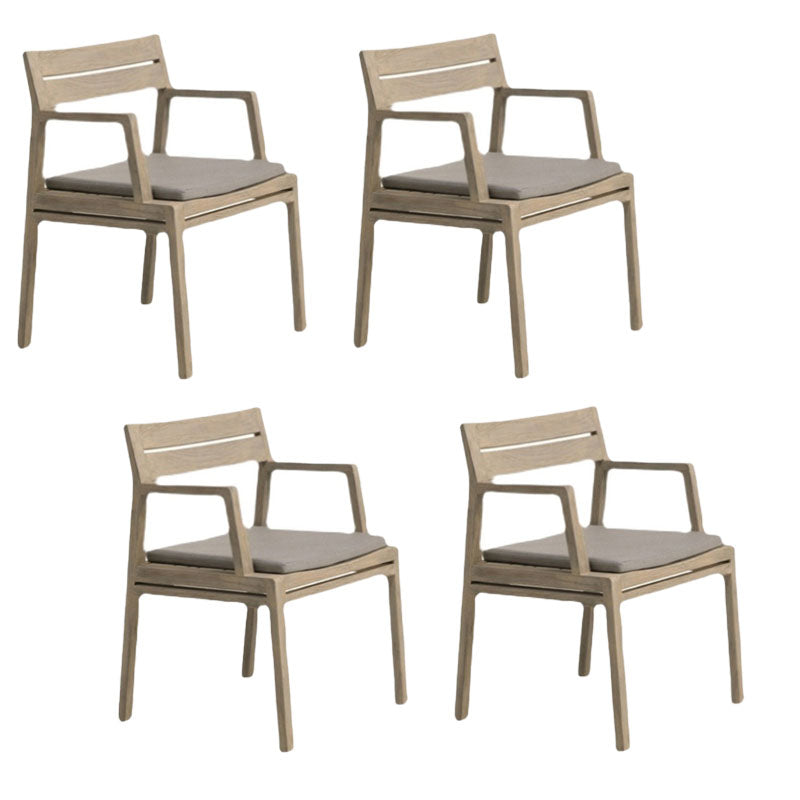 Contemporary Solid Wood Dining Armchair Open Back Patio Arm Chair