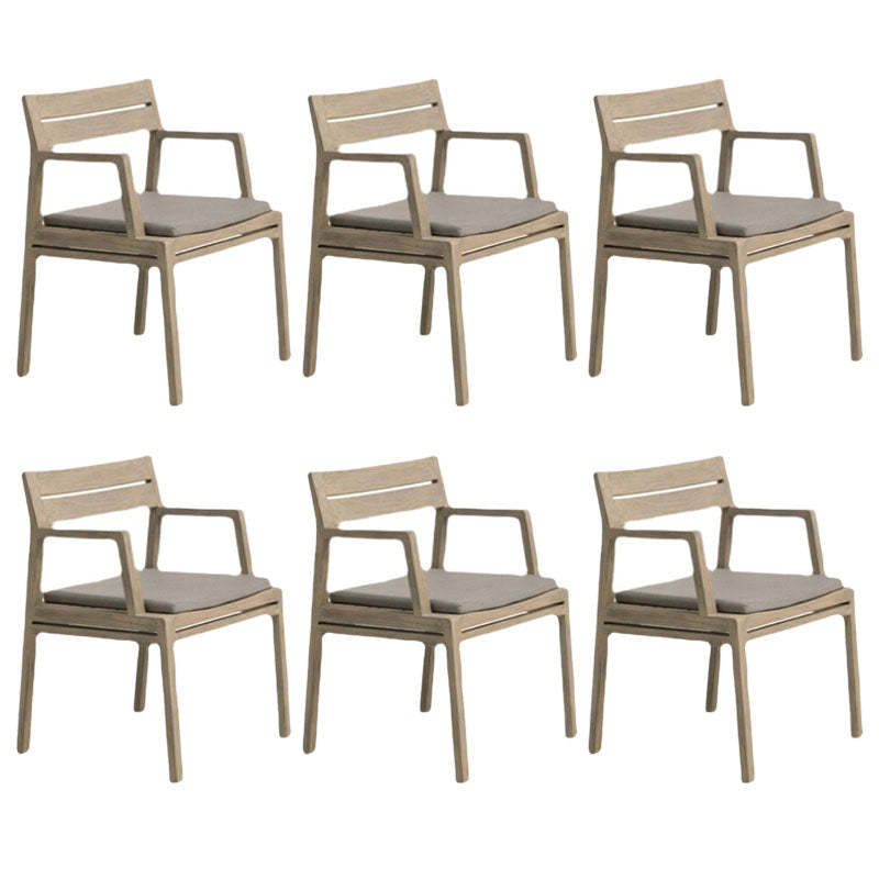 Contemporary Solid Wood Dining Armchair Open Back Patio Arm Chair