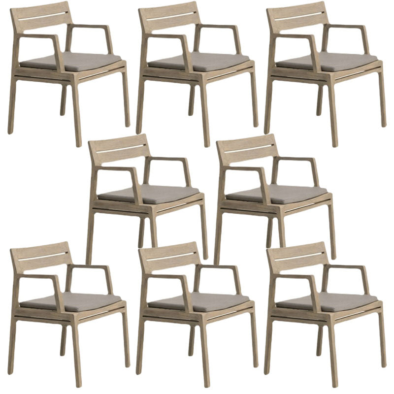 Contemporary Solid Wood Dining Armchair Open Back Patio Arm Chair