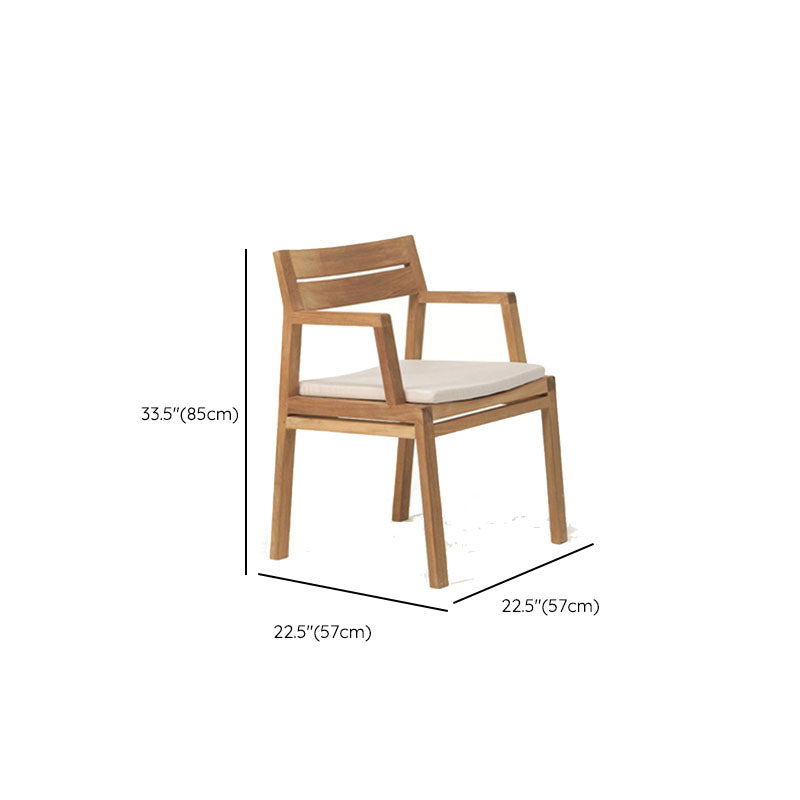 Contemporary Solid Wood Dining Armchair Open Back Patio Arm Chair