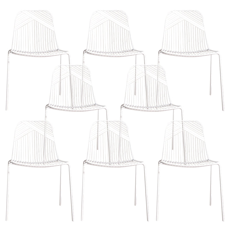 Armless Side Chair Metal High Backrest Outdoors Dining Chairs