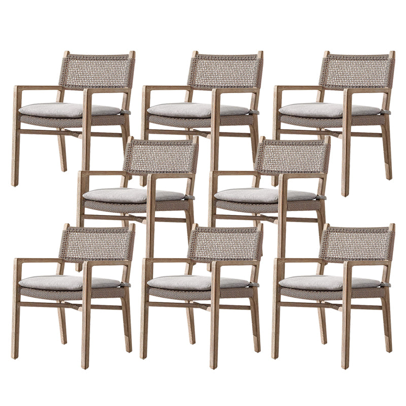 Teak Outdoor Bistro Chair Tropical Dining Set with Rattan Accents