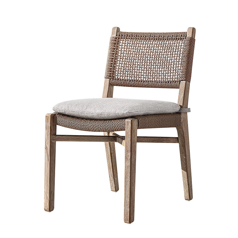 Teak Outdoor Bistro Chair Tropical Dining Set with Rattan Accents