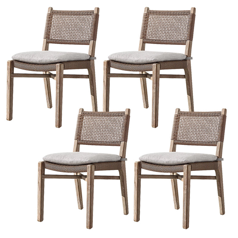 Teak Outdoor Bistro Chair Tropical Dining Set with Rattan Accents