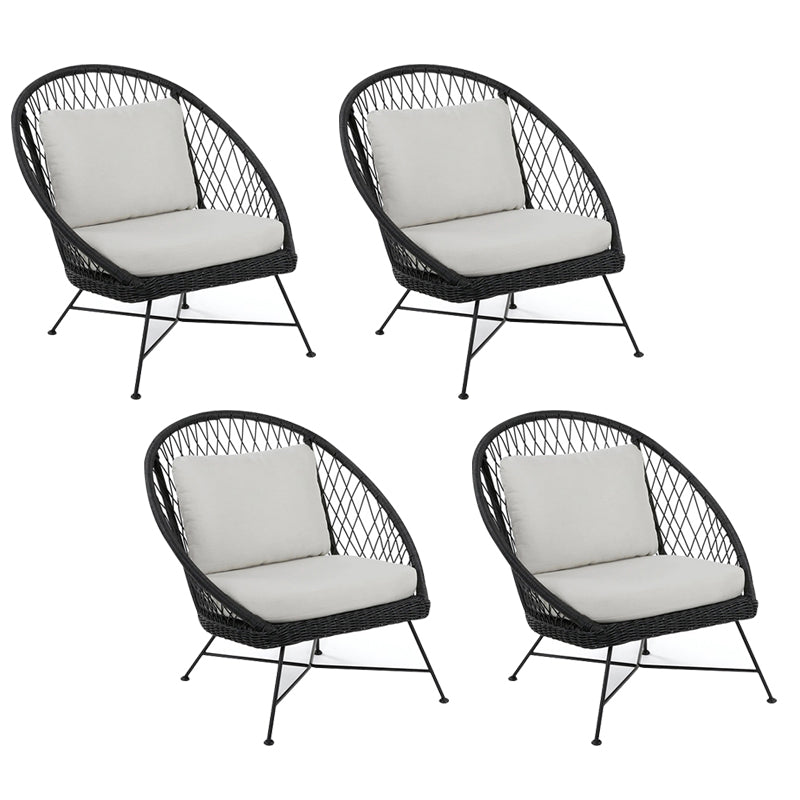 Tropical Outdoors Dining Chair Rattan Side Chair with Cushion