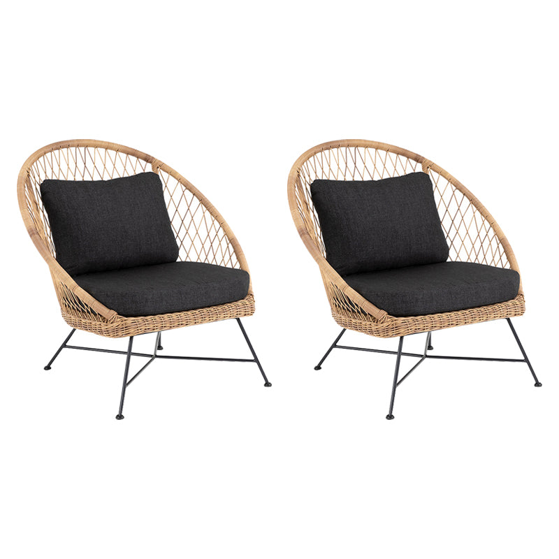 Tropical Outdoors Dining Chair Rattan Side Chair with Cushion