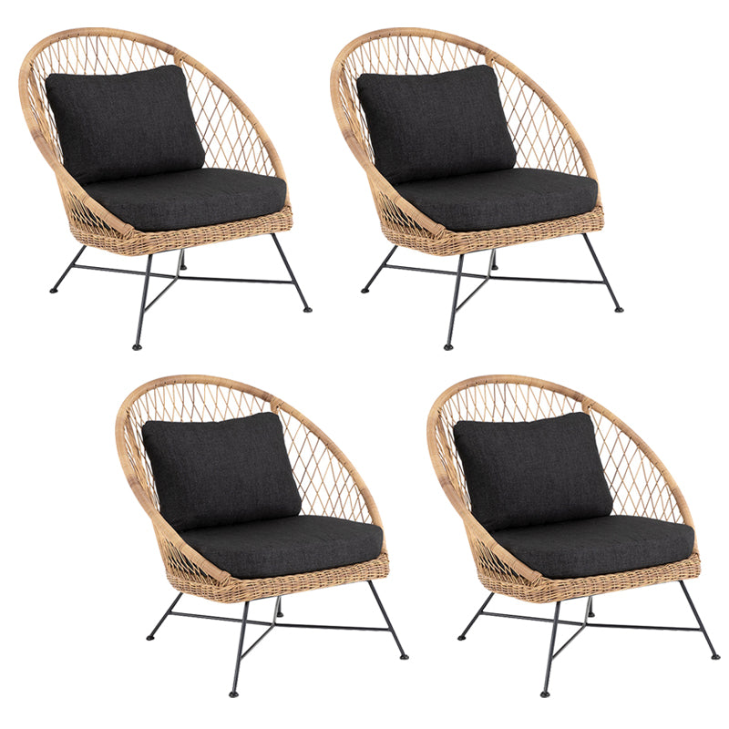 Tropical Outdoors Dining Chair Rattan Side Chair with Cushion