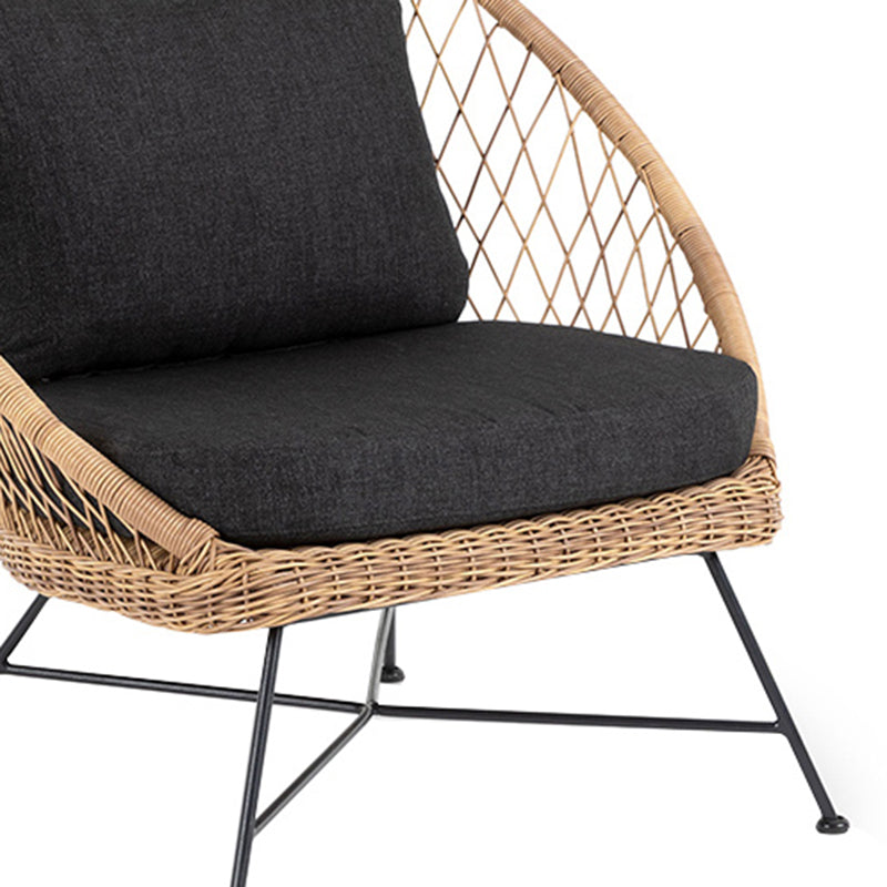 Tropical Outdoors Dining Chair Rattan Side Chair with Cushion