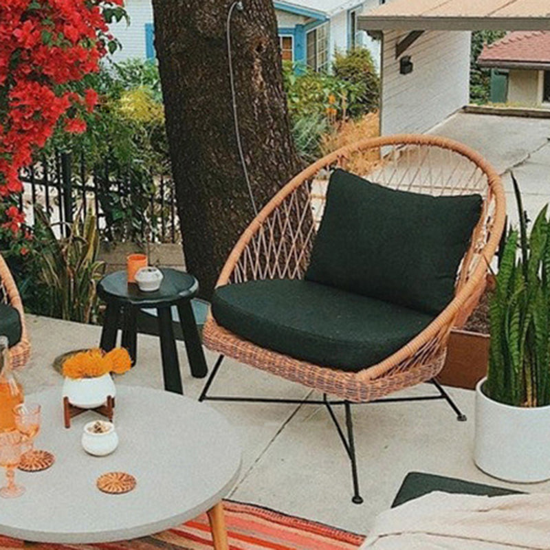 Tropical Outdoors Dining Chair Rattan Side Chair with Cushion