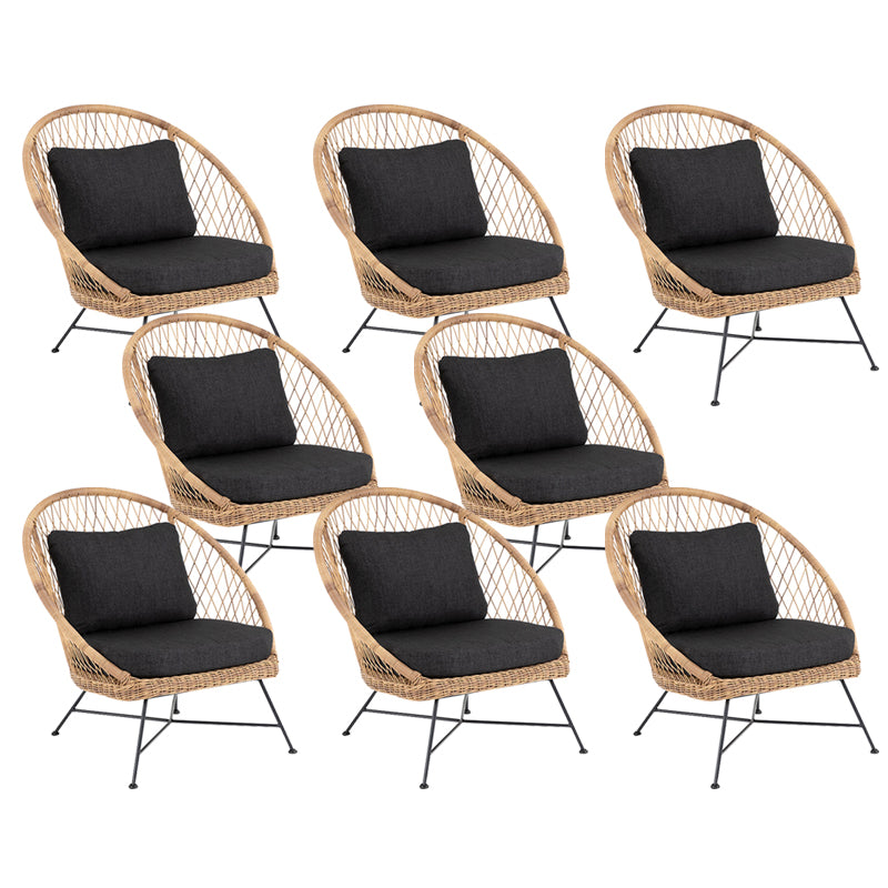 Tropical Outdoors Dining Chair Rattan Side Chair with Cushion