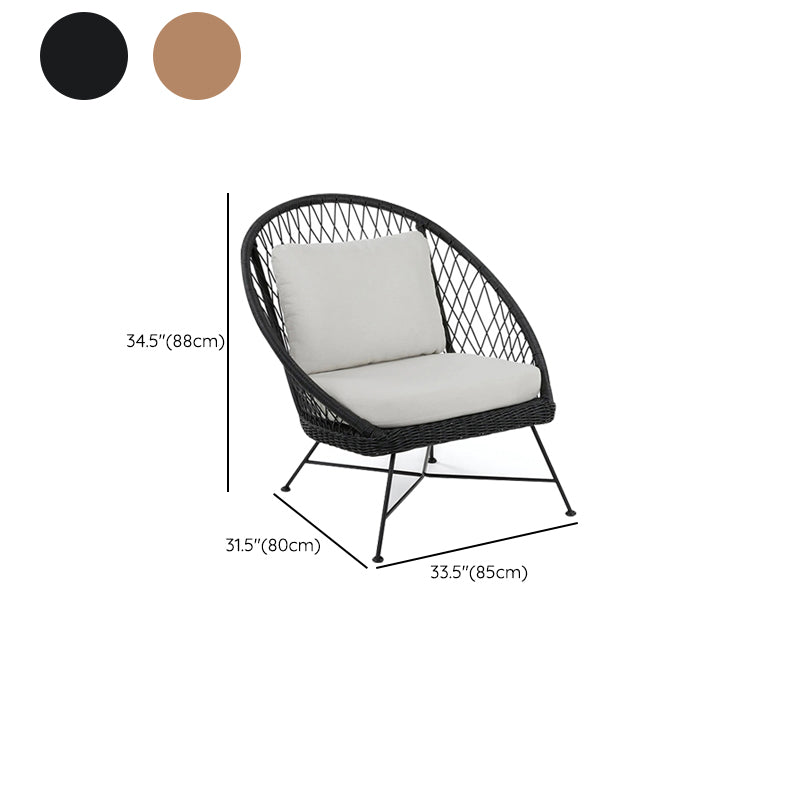 Tropical Outdoors Dining Chair Rattan Side Chair with Cushion